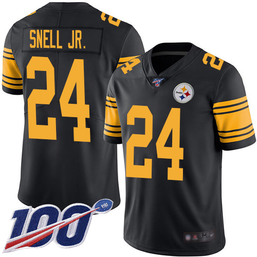 Youth Pittsburgh Steelers Football 24 Limited Black Benny Snell Jr. 100th Season Rush Vapor Untouchable Nike NFL Jersey